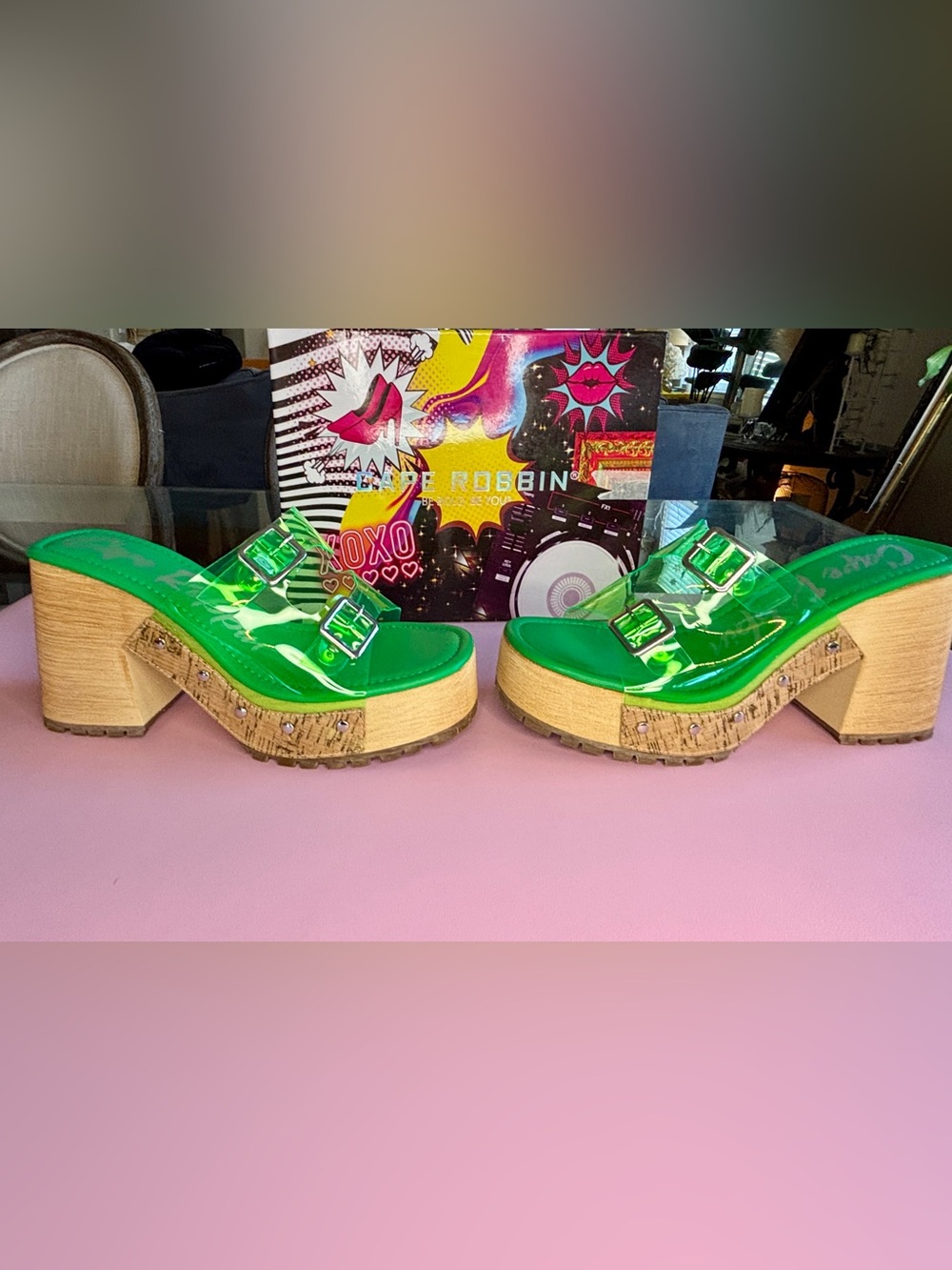 Cape Robbin Tanuji Green Platform Clog Sandals Sz 10 NWT - Picture 8 of 13
